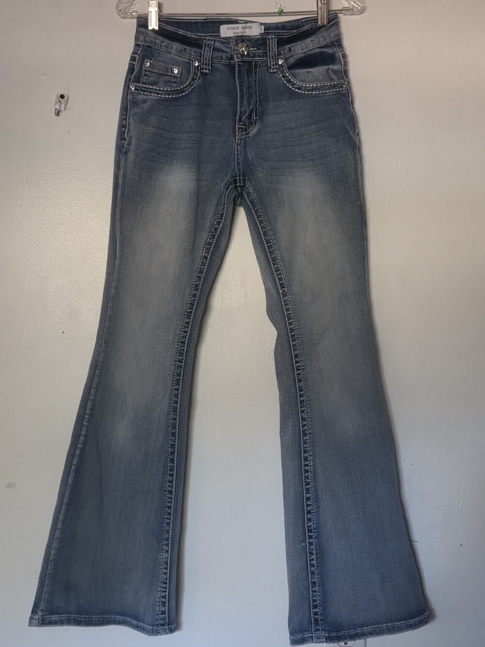 Evolve Denim New York Womens Bell Bottom Flare Jeans Light Wash Size 5 y2k